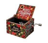 Fenteer Boîte à Musique En Bois Manivelle Mélodieuse Gravure Noël Décoration Festive Ornement Table pour Garçon Fille Convient pour Cadeau Décoration de Table, Style C