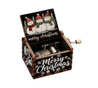 Fenteer Boîte à Musique En Bois Manivelle Mélodieuse Gravure Noël Décoration Festive Ornement Table pour Garçon Fille Convient pour Cadeau Décoration de Table, Style B