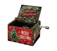 Fenteer Boîte à Musique En Bois Manivelle Mélodieuse Gravure Noël Décoration Festive Ornement Table pour Garçon Fille Convient pour Cadeau Décoration de Table, Style A