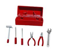 Fenteer Boîte à Outils Miniature Jeu D'Imitation Accessoire de Poupée Kit de Réparation Décor de Scène En Métal et PP Détaillé Adaptée pour Collectionneurs et, Étui Rouge