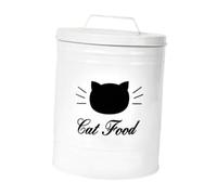 Fenteer Boîte de Conservation pour Friandises pour Chiens Pot Hermétique pour Croquettes Métal avec Poignée Ergonomique et Design Compact Adaptée pour Cuisine, Blanc