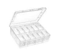 Fenteer Boîte de rangement perles avec couvercle en strass transparent 12 grilles d'artisanat coffre bijoux de fabrication