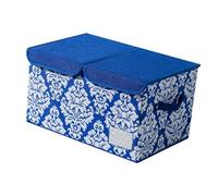 Fenteer Boîte de rangement pliable avec couvercles, panier de rangement pour vêtements, organisateur de placard décoratif, Bleu