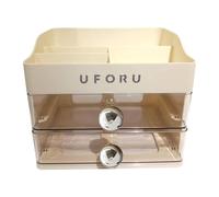 Fenteer Boîte de Rangement pour Bureau et Maquillage, Solution de Stockage pour Fournitures Scolaires, Manche En Argent