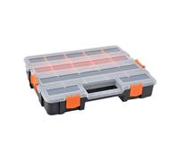 Fenteer Boîte de Rangement pour Quincaillerie Organisateur de Petites Pièces Coffret à Outils Portable avec Diviseurs Amovibles et Verrous de Sécurité Adapté, 37.5 X 29 X 6.7 Cm