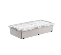 Fenteer Boîte de Rangement sous Lit avec Roues et Couvercle Organisateur pour Vêtements et Couvertures Design Plat pour Économiser l'espace Matériau PP Résis, 100cmx50cmx20cm