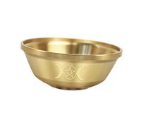 Fenteer Bol Offrande Bouddhiste Bol Tibétain Récipient de Prière Laiton Accessoire de Méditation Adapté pour L'Adoration à Domicile et Temple, Lune à Trois Phases