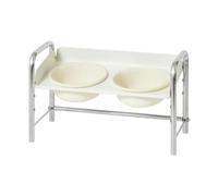 Fenteer Bols surélevés pour Animaux, Mangeoire en Céramique avec Support en Acier Inoxydable, Beige