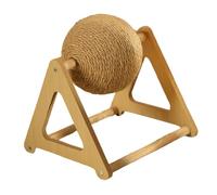 Fenteer Boule à Griffer pour Chat Jouet à Gratter Enrichissement Animal de Compagnie Base en Bois Stable Fonction Interactive Assemblage Facile Adaptée à, 20 Cm X 23 Cm X 26.5