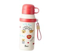 Fenteer Bouteille Isotherme Bouteille D'Eau Mug de Flacon Cartoon Inoxydable Facile à Nettoyer Réutilisable avec Couvercle Fonction P, Rouge