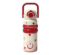 Fenteer Bouteille Isotherme Tumbler Réutilisable avec Poignée en Acier Inoxydable Grande Capacité Fermeture Étanche et Design Mignon Adaptée pour La Marche Le, Rouge