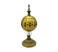 Fenteer Brûleur D'Encens Électrique En Métal Arabe pour Purification de L'Air Décoration Élégante Pratique et Facile à Nettoyer Adapté pour Maison Bure, Laiton Antique