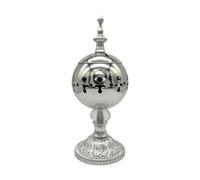 Fenteer Brûleur D'Encens Électrique En Métal Arabe pour Purification de L'Air Décoration Élégante Pratique et Facile à Nettoyer Adapté pour Maison Bure, Argent