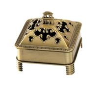 Fenteer Brûleur D'Encens Porte-encens Carré Cuivre Mini avec Couvercle Créatif pour Ornement Table Adapté à La Méditation Bureau Décoration Intérieure Cadeau, Style A