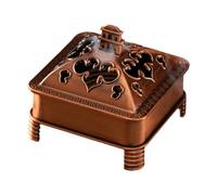Fenteer Brûleur D'Encens Porte-encens Carré Cuivre Mini avec Couvercle Créatif pour Ornement Table Adapté à La Méditation Bureau Décoration Intérieure Cadeau, Style B