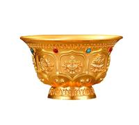 Fenteer Buddhist Bol D'Offrande Tibétain Récipient Bouddhiste Alliage Vase à Eau Support Prière Méditation Adapté à La Spiritualité Religieux Temple Mai, Style A