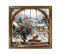 Fenteer Cadre photo en bois de Noël 20 cm, décoration murale pour bureau, café, bureau, ferme, salon