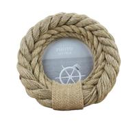 Fenteer Cadre Photo Naturel Cadre D'Image Décoratif Porte-photo sur Pied Support D'Image de Table En Corde Tressée à La Main Adapté pour Une Ambiance Chaleur, Round 4 Pouces