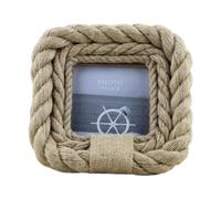 Fenteer Cadre Photo Naturel Cadre D'Image Décoratif Porte-photo sur Pied Support D'Image de Table En Corde Tressée à La Main Adapté pour Une Ambiance Chaleur, Square 4 Pouces