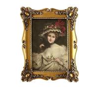 Fenteer Cadre Photo Vintage Décoratif Cadre Photo Rétro Support Table Ornement Cadre Résine Cadeau Original Adapté Salon Chambre Bureau, or