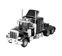 Fenteer Camion Miniature Modèle Camion Semi Remorque Jouet Enfant Alliage Diecast Effets Sonores et Lumineux Convient pour Jeu Éducatif Décoration Cabinet Pré, Noir