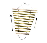 Fenteer Carillon Méditation Instrument Musical Percussion 9 Tons Barre Unique Bois Métal Portable avec Maillet Adapté pour Gestion de Classe Enseignants Médit, or
