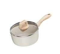 Fenteer Casserole Lait Mini Casserole Antiadhésive En Pierre de Maifan pour Cuisson Uniforme Poignée Ergonomique En Bois Adaptée à La Maison et Aux Restauran, 16 Cm avec Couvercle