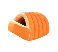 Fenteer Cat Cave Bed Cocon Semi Fermé Lavable à Base Antidérapante pour Chats et Chatons Confectionné en Tissu Peluche Offre Chaleur et Sécurité Idéal pour Le, Orange S