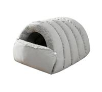 Fenteer Cat Cave Bed Cocon Semi Fermé Lavable à Base Antidérapante pour Chats et Chatons Confectionné en Tissu Peluche Offre Chaleur et Sécurité Idéal pour Le, Gray M