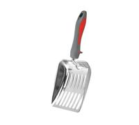 Fenteer Cat Litter Tamis Tamis en Acier Inoxydable Tamis Nettoyer Outil à Litière Scooper Chaton Déchet Le Poussoir pour Animaux de Compagnie Puppy, Gris Rouge