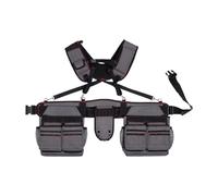 Fenteer Ceinture à Outils Sacoche de Taille Organisateur Professionnel Ceinture de Travail En Tissu Oxford avec Multiples Poches Convenable pour Électriciens, Gris Rouge