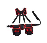 Fenteer Ceinture Porte-outils Sacoche de Taille Sac de Rangement Pochette Utilitaire avec Multiples Compartiments En Matériau Oxford Adaptée pour Le, Noir Rouge