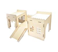 Fenteer Château Cachette en Bois pour Lapins, Grands Habitats pour, Hérissons et Petits Animaux