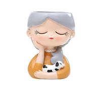 Fenteer Conteneur à Plantes en Résine Représentant Une Fille, Idéal pour Le Bureau, Chien