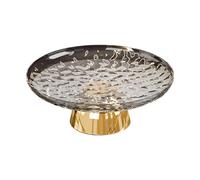 Fenteer Coupe Fruit sur Pied Bol à Piédestal Présentoir à Fruits Plateau Organisateur En PET Motif Vague Fonction Multifonction pour Fruits Snacks Adapté à Sa, Gris et Or