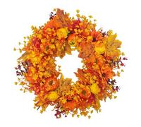 Fenteer Couronne d'Halloween de 50,8 cm, orange, cadeaux, fournitures de fête, automne, pour porte d'entrée, ornement rond à suspendre pour chambres