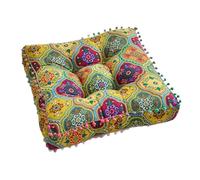 Fenteer Coussin de Siège Carré pour Chaise Patchwork Boho Méditation Mandala Pouf en Toile Douce à Texture Ferme Soutien Confortable Adapté à Salon Bureau Tat, Jaune de Dinde