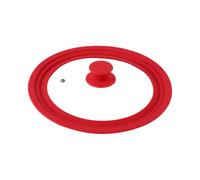Fenteer Couvercle de Casserole Silicone Universel Couvercle En Verre Anti Pression Accessoire pour Poêle et Faitout Remplacement avec Poignée Ergonomique Conç, rouge 28cm