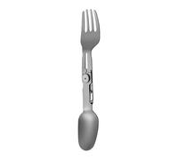 Fenteer Cuillère-Fourchette rotative en Titane 2 en 1 pour randonnée, Sac à Dos, Cuisine, Vaisselle, cuillère et Fourchette Pliantes, Camping en