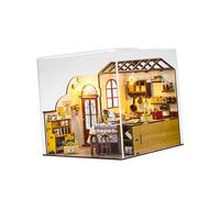 Fenteer Cuisine miniature pour maison de poupée, housse anti-poussière, puzzle 3D en bois, cadeau d'anniversaire