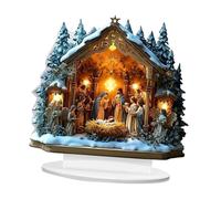 Fenteer Décoration de Table Acrylique Scène Artistique Ornement Plat avec Base Support Stable pour Bureau Table Basse Salon Salle à Manger Cuisine Adaptée à L, Sainte Famille de