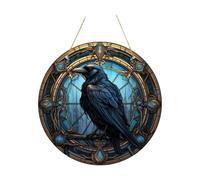 Fenteer Décoration D'Halloween Suspendue En Verre Représentant Un Corbeau pour Les Murs Du Jardin Du Salon