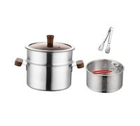 Fenteer Deep Fryer Pan En Acier Inoxydable avec Panier Passoire Couvercle Casserole Multifonction Adapté à La Cuisson Friture Cuisson Vapeur Préparation de Re, avec Couche de Vapeur