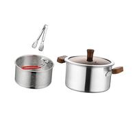 Fenteer Deep Fryer Pan En Acier Inoxydable avec Panier Passoire Couvercle Casserole Multifonction Adapté à La Cuisson Friture Cuisson Vapeur Préparation de Re, Pas de Couche de Vapeur