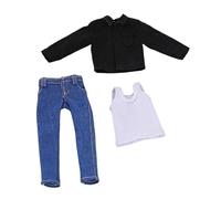 Fenteer Doll Shirt Ensemble Complet Vêtement Figurine Homme 1/12 Pantalon Veste Chemise Tissu Doux Aspect Réaliste Adapté à L'Exposition Collection Jeu Créati, Noir