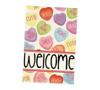 Fenteer Drapeau de Jardin de La Saint-Valentin Décoration Extérieure Scène Disposition 12x18" Ornement de Mariage Bienvenue Anniversaire Amour Coeurs Dra, Multicolore