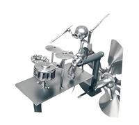 Fenteer Drummer Figurine Sculpture Moulin à Vent de Jardin Statue Art Percussionniste Métal Ornement Moderne pour Pelouse Décoration Maison Bureau Collection, Argent