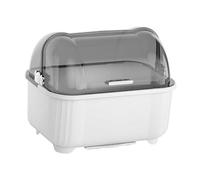 Fenteer Égouttoir à Vaisselle Organisateur pour Comptoir Boîte Scellée et Panier à Couverts avec Bac de Récupération D'Eau Adapté pour Une Organisation Nette, Gris Blanc