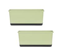 Fenteer Ensemble de 2 Jardinières Rectangulaires avec Système de Drainage pour Plantes, Vert Clair