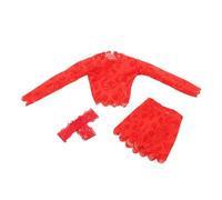 Fenteer Ensemble de 3 Pièces pour Poupées de 12 Pouces, Haut et Jupe String, Rouge